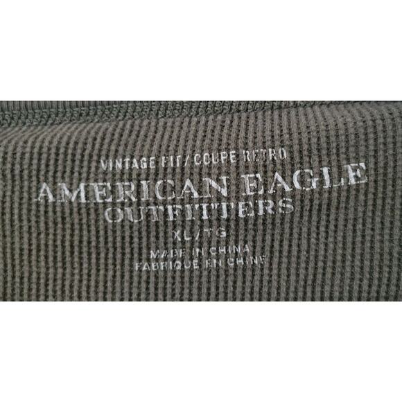 American Eagle Mens XL Green Camouflage Long Sleeve Logo Waffle Knit Shirt - Picture 2 of 5